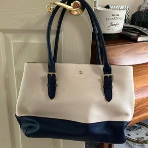 Anne Klein Navy and Cream Tote Bag